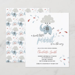 Budget Elephant Blue Boy's Baby Shower Einladung