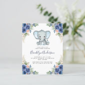 BUDGET Elephant Boy Baby Shower Einladung (Stehend Vorderseite)