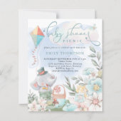 Budget Elephant Boy Baby Shower Picnic Einladung (Vorderseite)