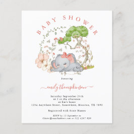 Budget Elephant Coral Girl Kinderdusche Einladung