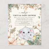 Budget Elephant Cream Virtual Baby Dusche einladen (Vorderseite)