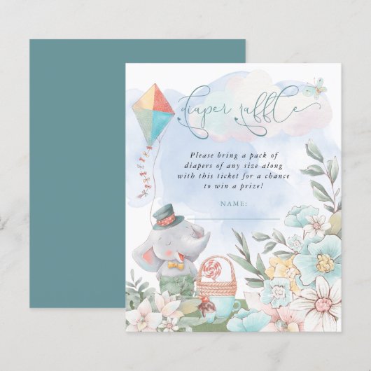 Budget Elephant Diaper Raffle Baby Dusche Picnic (Vorne/Hinten)