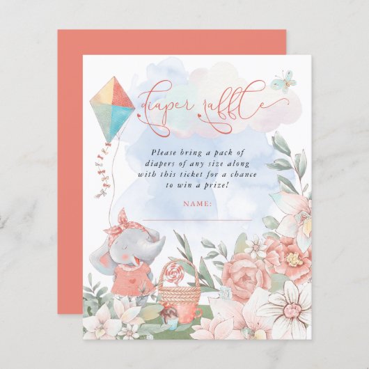 Budget Elephant Diaper Raffle Baby Dusche Picnic (Vorne/Hinten)