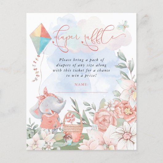 Budget Elephant Diaper Raffle Baby Dusche Picnic (Vorderseite)