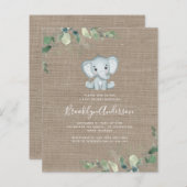 BUDGET Elephant Eucalyptus Baby Shower Einladung (Vorne/Hinten)