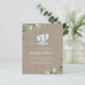 BUDGET Elephant Eucalyptus Baby Shower Einladung (Stehend Vorderseite)
