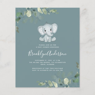 BUDGET Elephant Eucalyptus Baby Shower Einladung