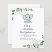 BUDGET Elephant Eucalyptus Baby Shower Einladung (Vorne/Hinten)