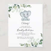 BUDGET Elephant Eucalyptus Baby Shower Einladung (Vorderseite)