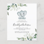 BUDGET Elephant Eucalyptus Baby Shower Einladung (Vorderseite)