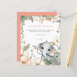 Budget Elephant Floral Coral Baby Dusche Vielen Da