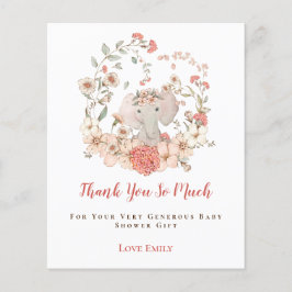 Budget Elephant Floral Peach Baby Dusche Vielen Da