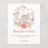 Budget Elephant Floral Peach Baby Dusche Vielen Da (Vorderseite)