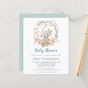 Budget Elephant Foliage Boy Babydusche Einladung