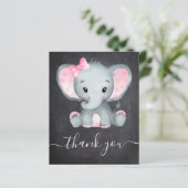 BUDGET Elephant Girl Baby Dusche Danke Karte (Stehend Vorderseite)