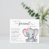 Budget Elephant Girl Baby Shower Einladung (Stehend Vorderseite)