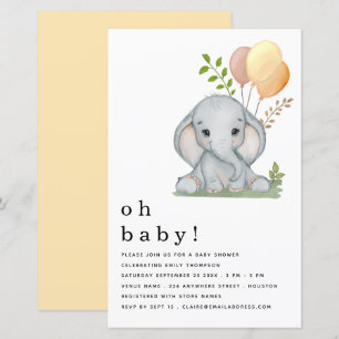 Budget Elephant Girl Boy Babydusche Gelb Einladung