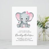 BUDGET Elephant Girl Foto Kinderdusche Einladung (Stehend Vorderseite)