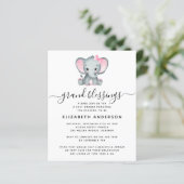 BUDGET Elephant Oma Baby Shower Einladung (Stehend Vorderseite)