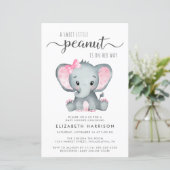 Budget Elephant Pink Baby Dusche Einladung (Stehend Vorderseite)