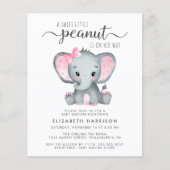 Budget Elephant Pink Baby Girl Dusche Einladung (Vorderseite)