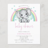 Budget Elephant Rainbow Pink Baby Dusche laden (Vorderseite)