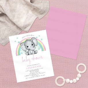 Budget Elephant Rainbow Pink Baby Dusche laden
