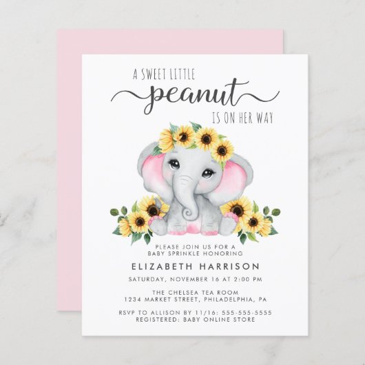 Budget Elephant Sunflowers Baby Sprinkle (Vorne/Hinten)