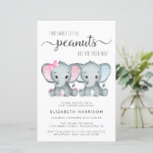 Budget Elephant Twin Boy Girl Baby Shower Einladun (Stehend Vorderseite)