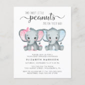 Budget Elephant Twin Boy Girl Baby Sprinkle Einlad (Vorderseite)