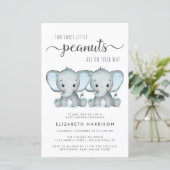 Budget Elephant Twin Boys Kinderdusche Einladung (Stehend Vorderseite)