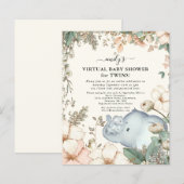 Budget Elephant Virtual Baby Shower Twins laden ei (Vorne/Hinten)