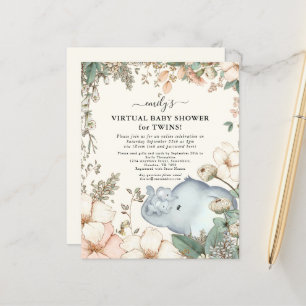 Budget Elephant Virtual Baby Shower Twins laden ei