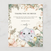 Budget Elephants Cream Baby Dusche Danke (Vorderseite)