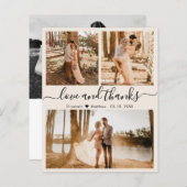 Budget Elfenbein 3 Foto Collage Wedding Vielen Dan (Vorne/Hinten)