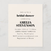 Budget Elfenbeindusche Minimalistisch Bridal Einla (Vorderseite)