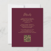 Budget Emerald Agate Burgundy QR Code Wedding (Rückseite)