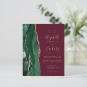 Budget Emerald Agate Burgundy QR Code Wedding (Stehend Vorderseite)