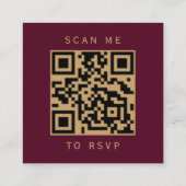 Budget Emerald Agate Burgundy Wedding QR Code UAWG Begleitkarte (Rückseite)