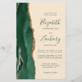 Budget Emerald Agate Champagne QR Code Wedding (Vorderseite)