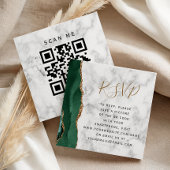 Budget Emerald Agate Marble Wedding QR Code UAWG Begleitkarte