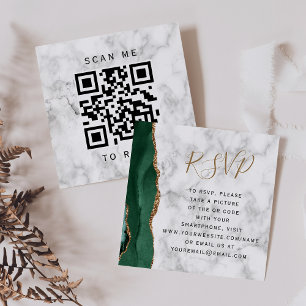 Budget Emerald Agate Marble Wedding QR Code UAWG Begleitkarte