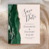 Budget Emerald Agate Rose Gold Blush Save the Date