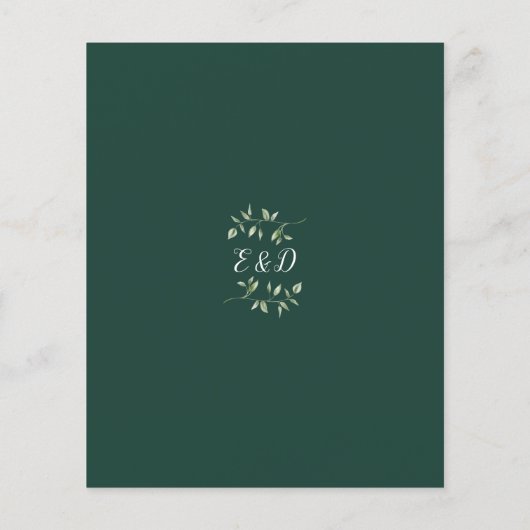 Budget Emerald Floral Gold Arch Wedding Einladung (Rückseite)