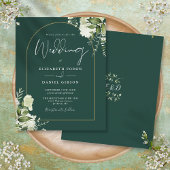 Budget Emerald Floral Gold Arch Wedding Einladung