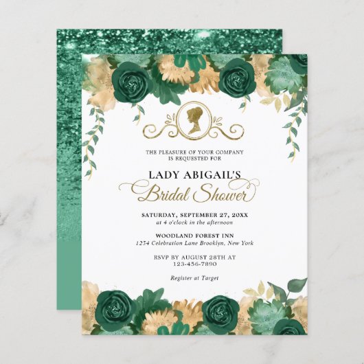 BUDGET Emerald Floral Viktorianisches Brautparty (Vorne/Hinten)