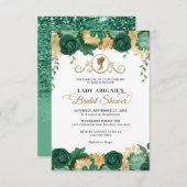 BUDGET Emerald Floral Viktorianisches Brautparty Mitteilungskarte (Vorne/Hinten)