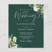 Budget Emerald Foliage Foto Hochzeitseinladung (Vorderseite)