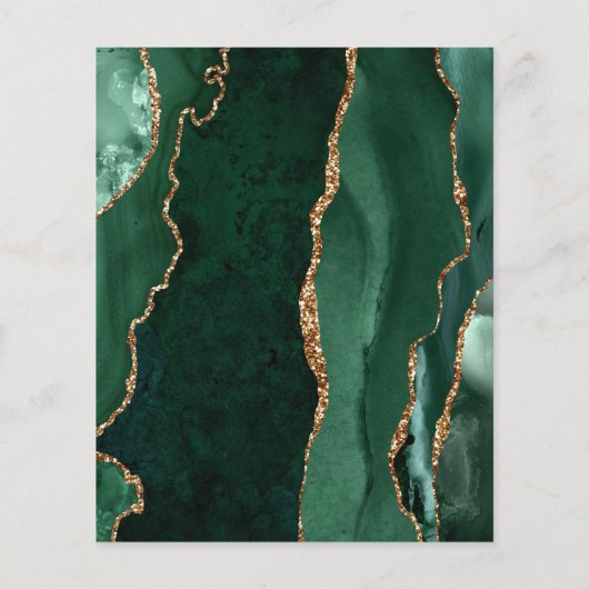 Budget Emerald Gold Agate Script Save the Date (Rückseite)