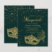 BUDGET Emerald Gold Glitzer Masquerade Geburtstag (Vorne/Hinten)